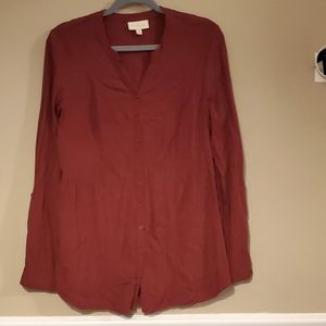 ModCloth Button-down Relaxed Peplum Tie-back Top Size M